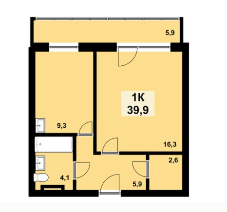 1 комнатная квартира